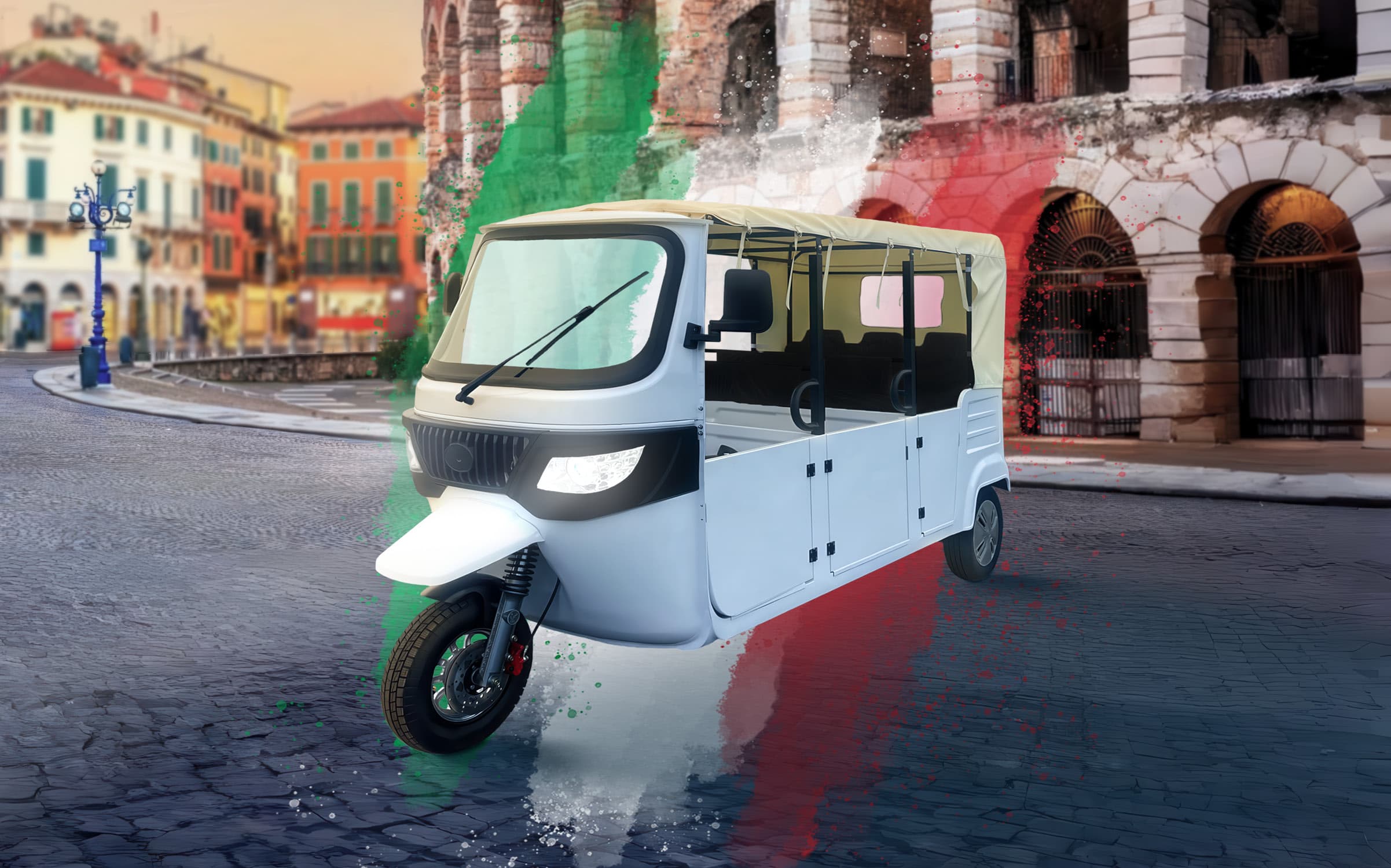 Italy - Tre Ruote Elettrico Per Trasporto Passeggeri